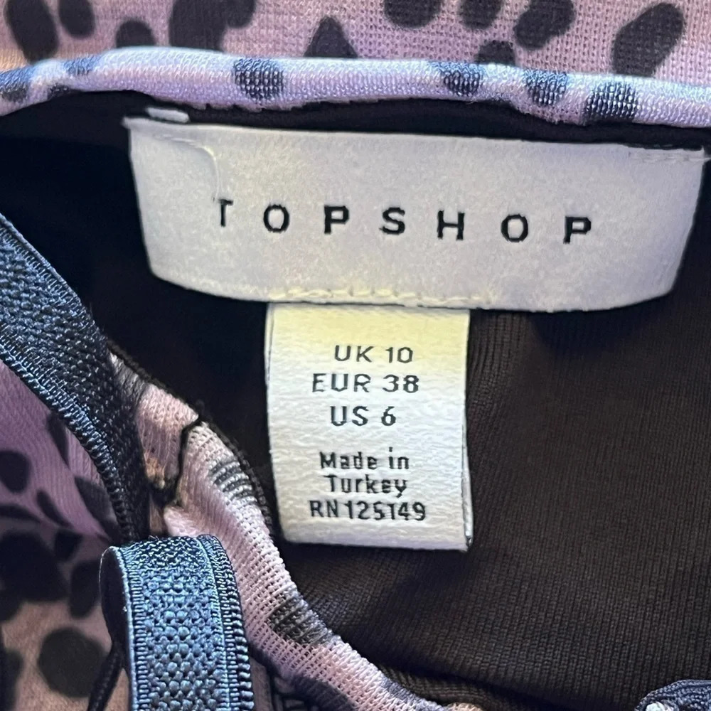 Topshop Purple Black Leopard Strappy Bodysuit Women’s 6 | Pinup Rockabilly - Picture 8 of 10